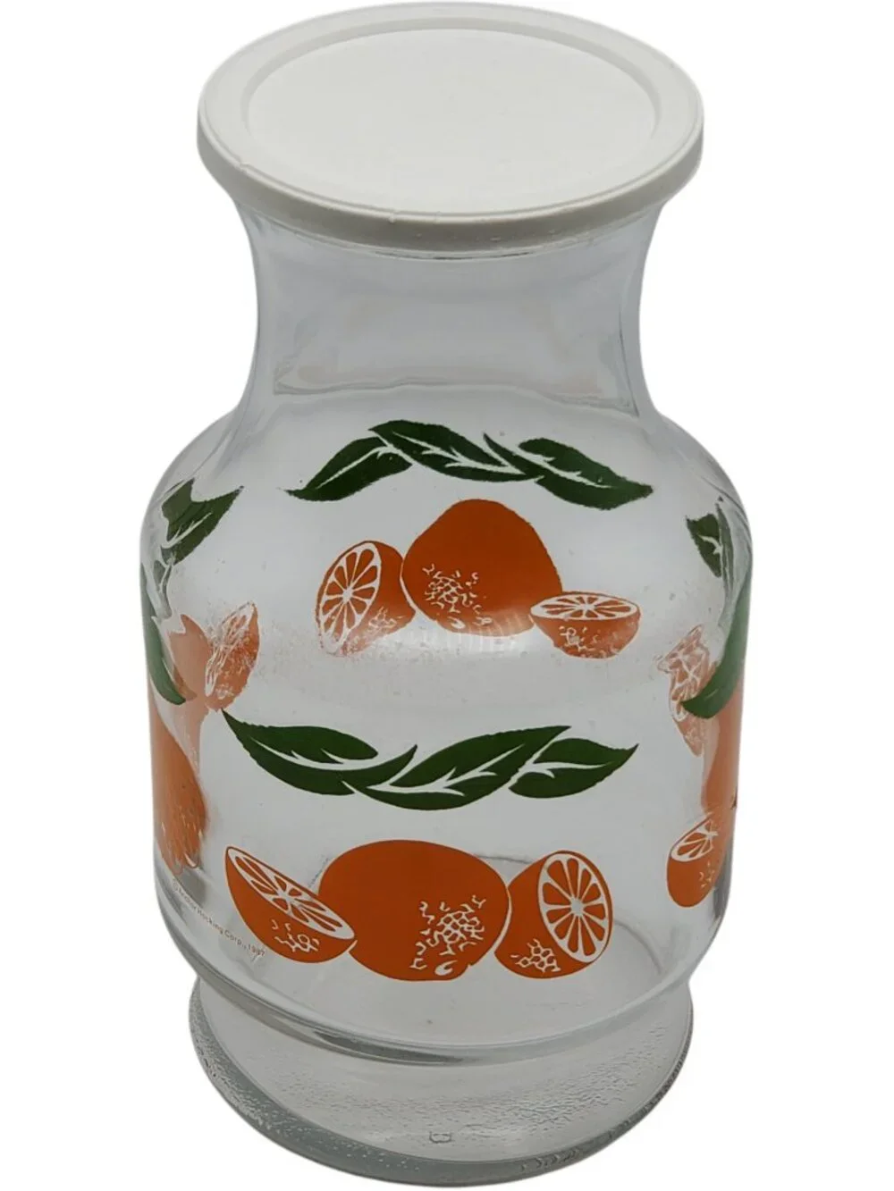 Vintage Anchor Hocking Orange Juice Glass Carafe Decanter Pitcher with Lid 48 oz